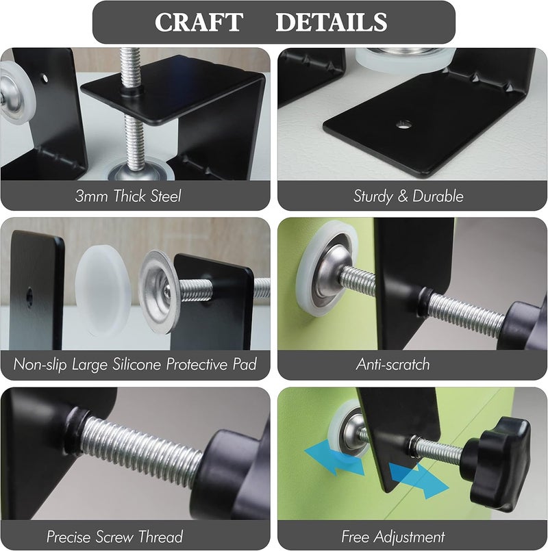 ViewReal Large Drawer Front Panel Installation Clamps Cabinet Hardware Jig C Clamps 3mm Thicker Drawer Drill Hole Guide U Clamp with Big Silicone Protective Pads(4 Pack) - Image 3